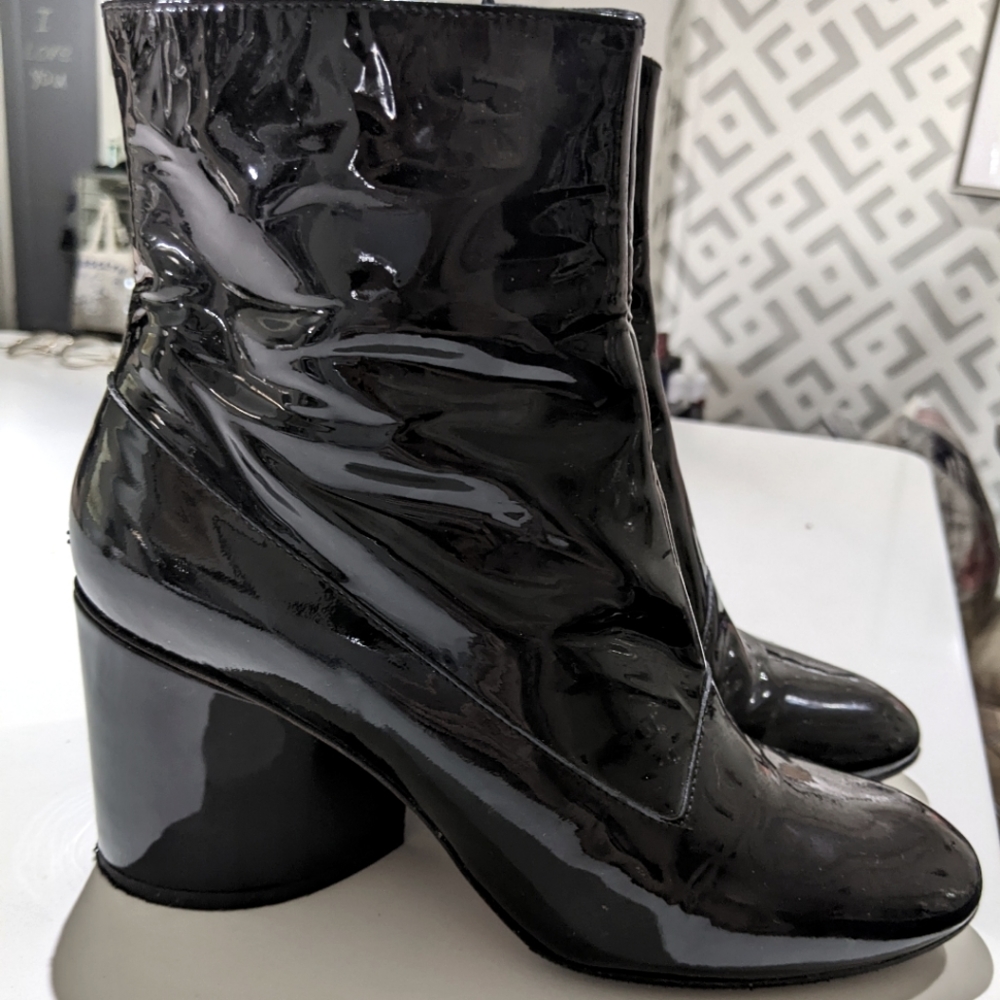 Patent leather boots